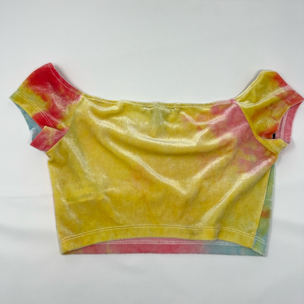 Tie Dye Crop Top Color Cropped Shirt Y2K Baby Tee Dyed Shirt Neon Bright Island - Picture 3 of 17